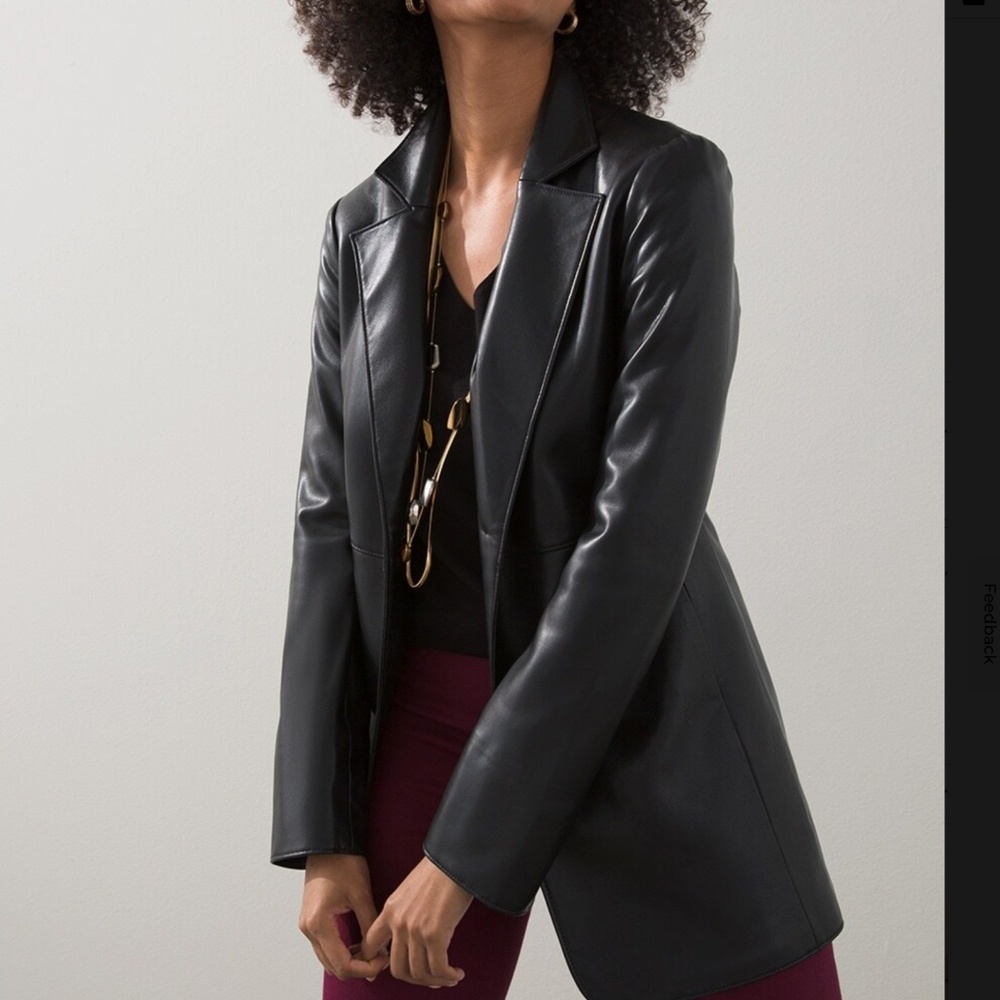 Chicos Faux Leather Blazer Black Size 0